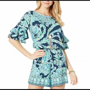 Lilly Pulitzer Lula Romper High Tide Navy NWT